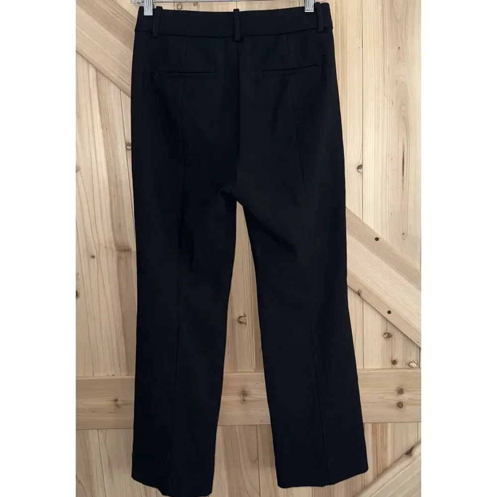 J.Crew Black Carreman Designed In France Wide Leg Pleated Trouser Pants Sz 2
